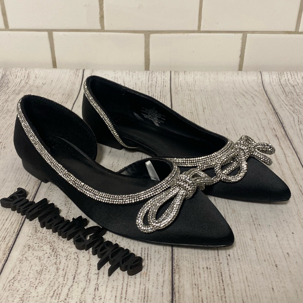 *Women's Juliette Bow Ballet Flats with Memory Foam Insole - A New Day Black 7